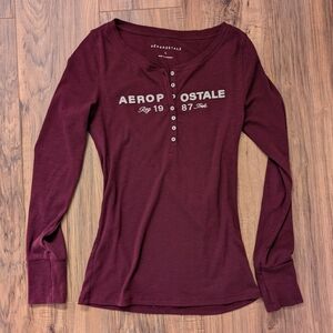 Aeropostale Women's Burgundy Long Sleeve Top